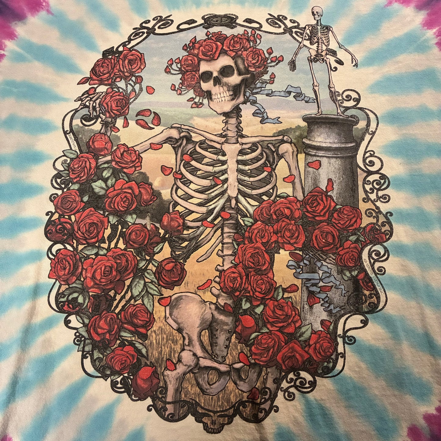 Vintage Tie-Dye Liquid Blue 1995 Grateful Dead 30th Anniversary Tee (2XL)