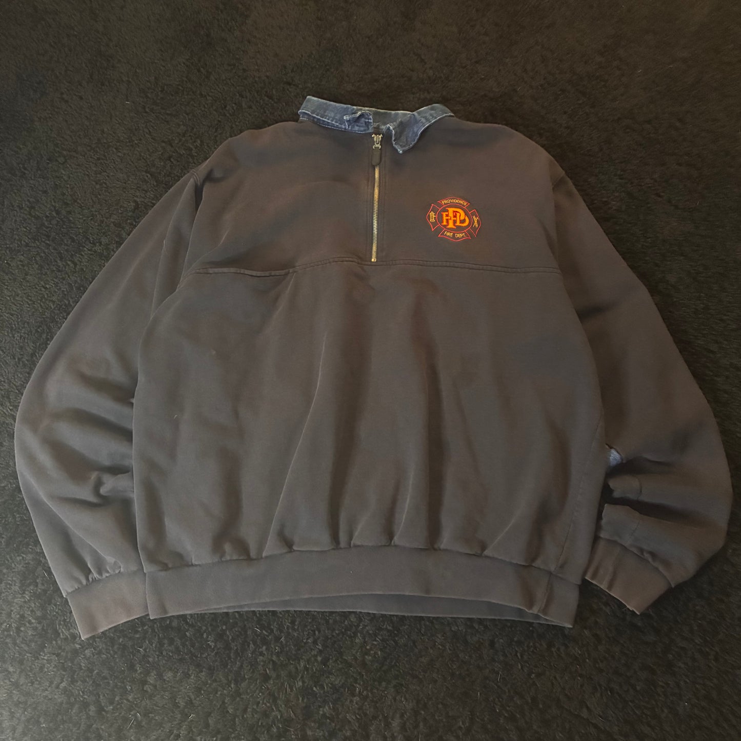 Providence Fire Dept. 1/4 Zip Long Sleeve w/ Denim Accents (4XL)
