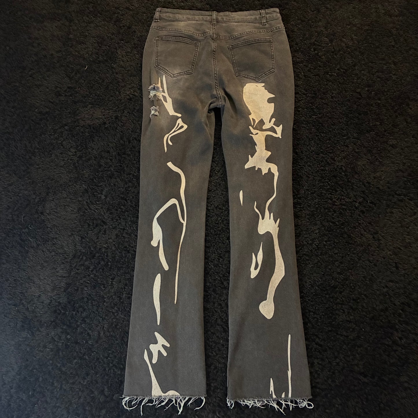 SHEIN Abstract Print Ripped Jeans (L)