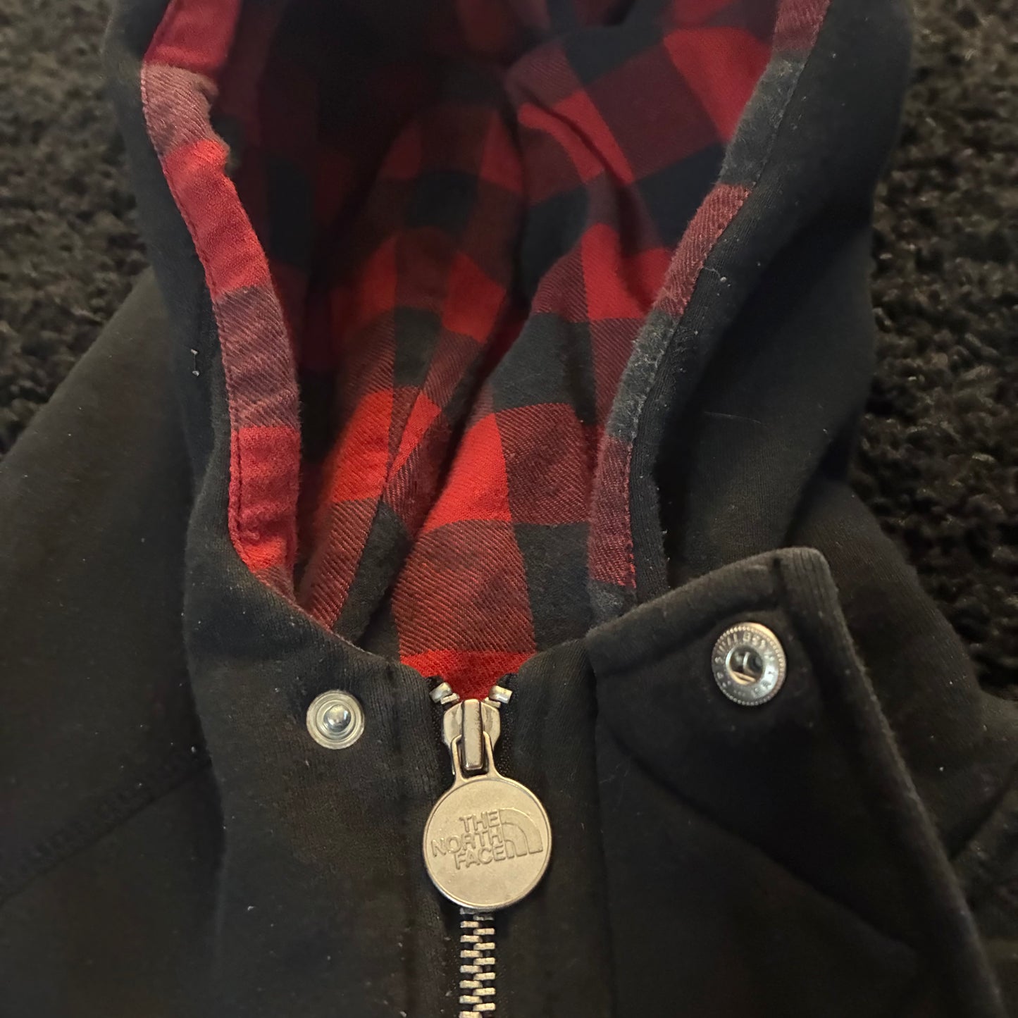 North Face Hooded Full-Zip w/ Buttons + Plaid Flannel Lining (2XL)