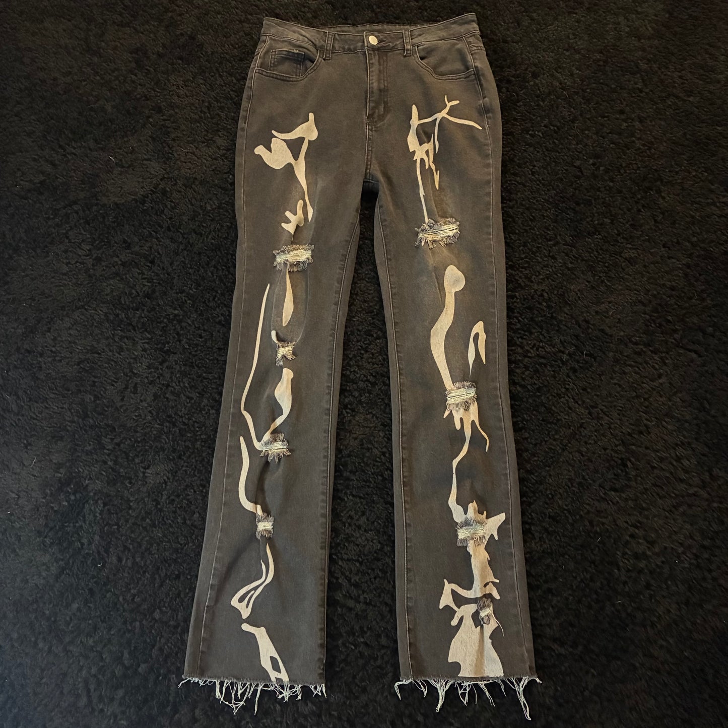 SHEIN Abstract Print Ripped Jeans (L)