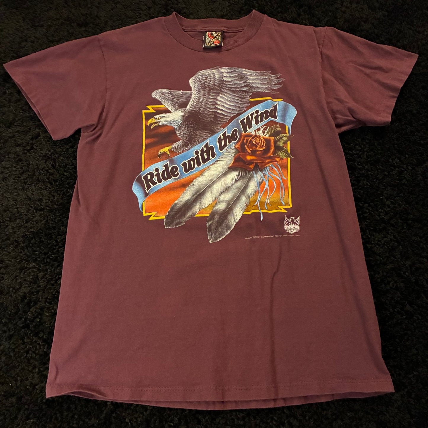 3D Emblem Ride With The Wind Graphic Tee (M)
