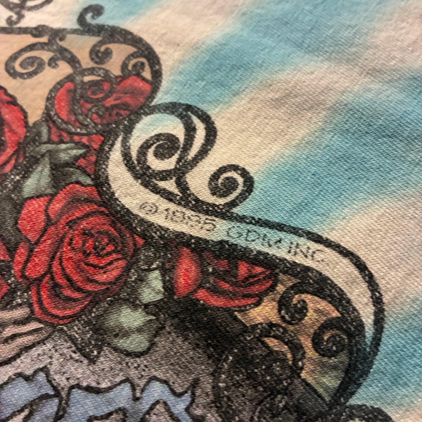 Vintage Tie-Dye Liquid Blue 1995 Grateful Dead 30th Anniversary Tee (2XL)