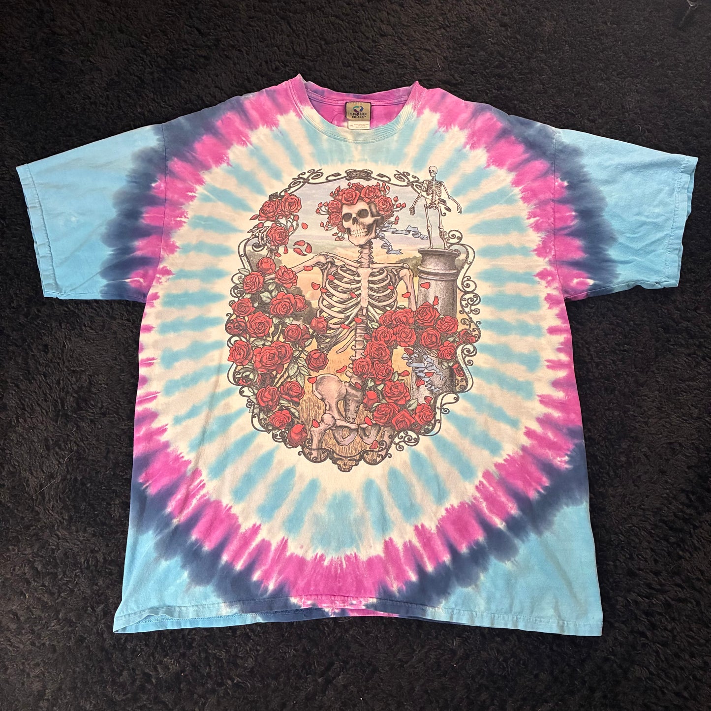 Vintage Tie-Dye Liquid Blue 1995 Grateful Dead 30th Anniversary Tee (2XL)