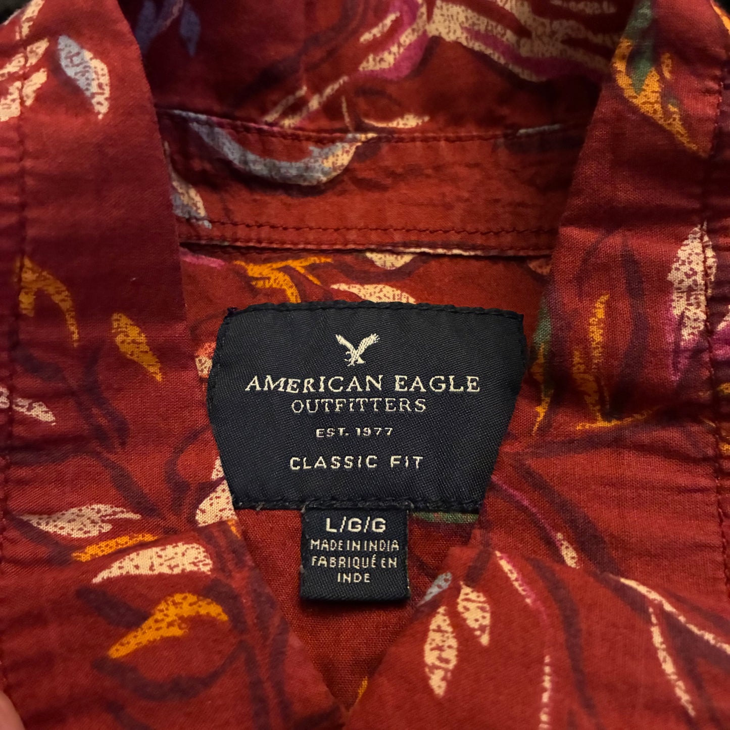 American Eagle Birds & Floral AOP Button-Down (L)