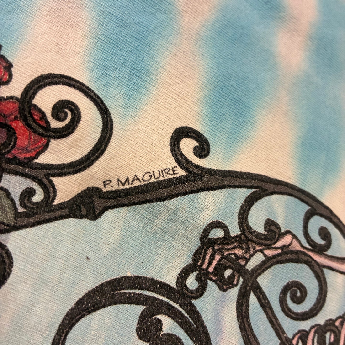 Vintage Tie-Dye Liquid Blue 1995 Grateful Dead 30th Anniversary Tee (2XL)