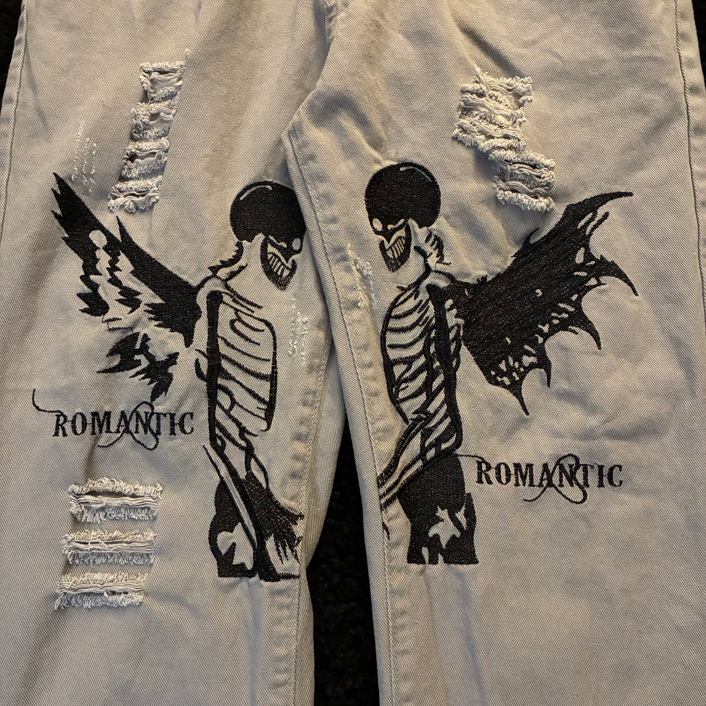 Hopeless Romantic Skele-Print Ripped Jeans (32w)