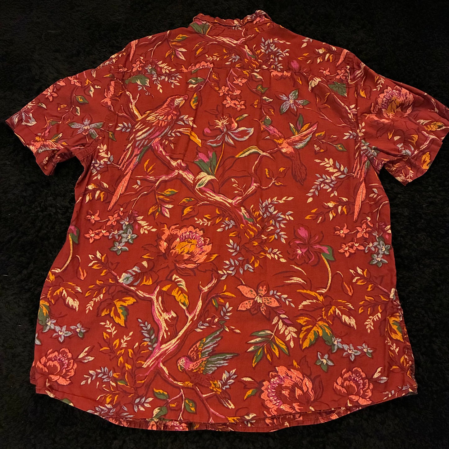 American Eagle Birds & Floral AOP Button-Down (L)