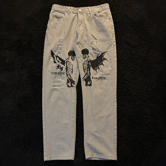 Hopeless Romantic Skele-Print Ripped Jeans (32w)