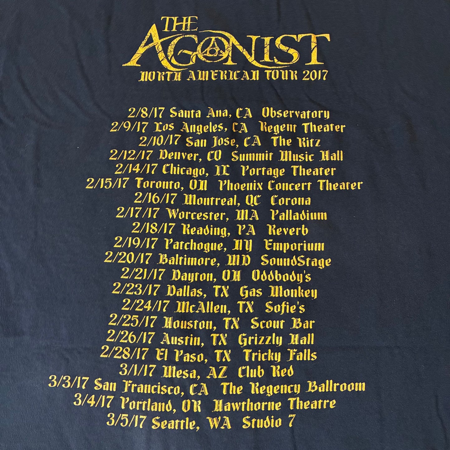 The Agonist North America Tour 2017 Tee (Fits L)